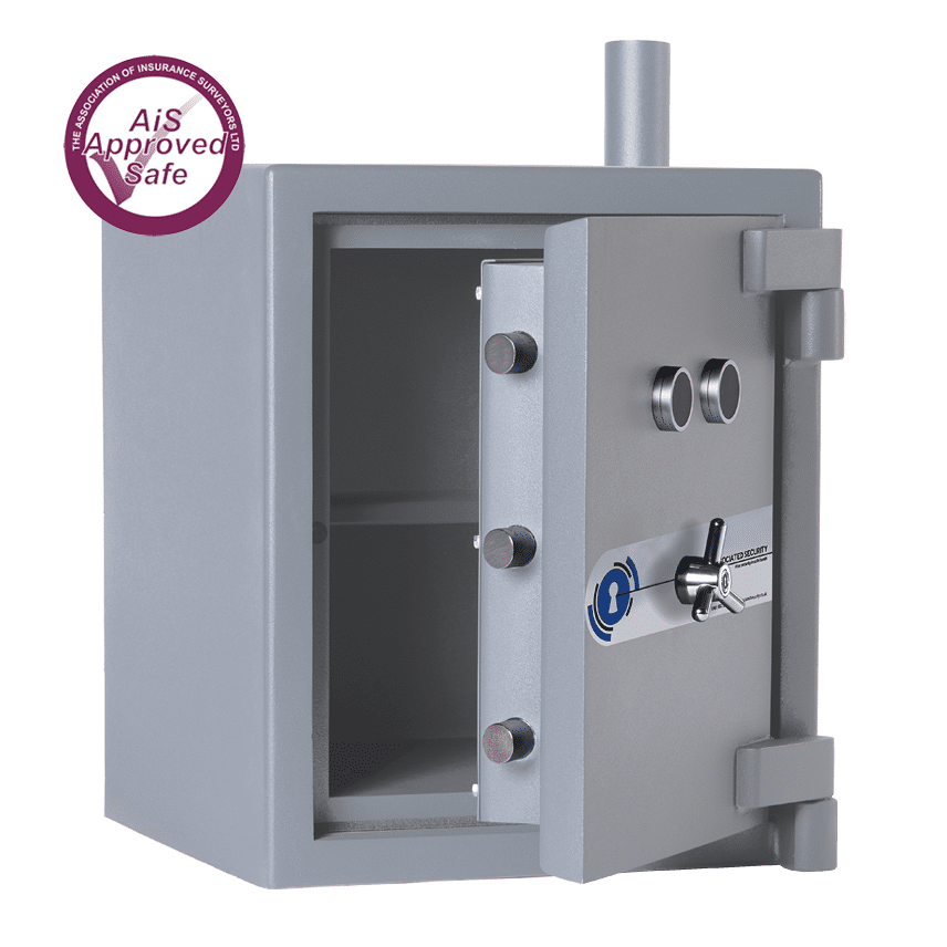 AS-2020-AiS-Insurance-Approved-Associated Security Airtube Deposit Safe – Door Open – Deposit Safe – Cash Safe – Commercial Safe