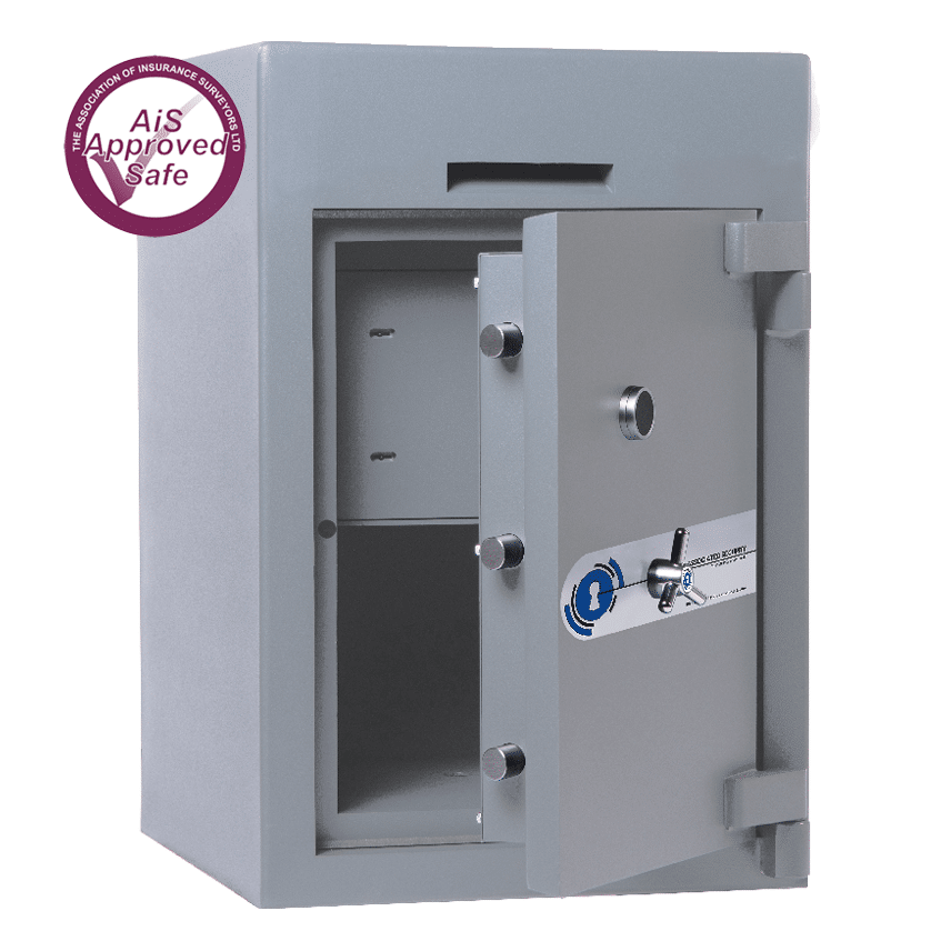 AS-2020-AiS-Insurance-Approved-Associated Security Envelope Deposit Safe – Door Open – Deposit Safe – Cash Safe – Commercial Safe