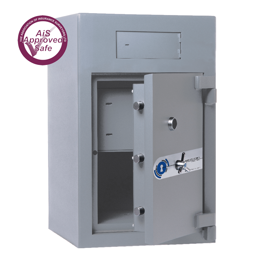 AS-2020-AiS-Insurance-Approved-Associated Security Rotunda Deposit Safe – Door Open – Deposit Safe – Cash Safe – Commercial Safe