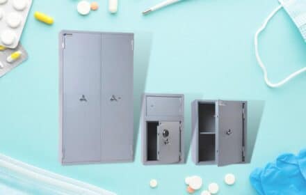 image controlled drug and medicine cabinets with some medicines and drugs