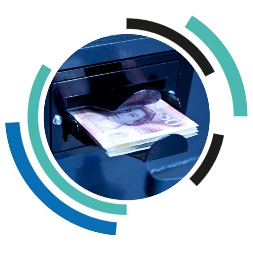 Transforming cash management with smart safes and cash recyclers – closeup of a Validator Mini in action.