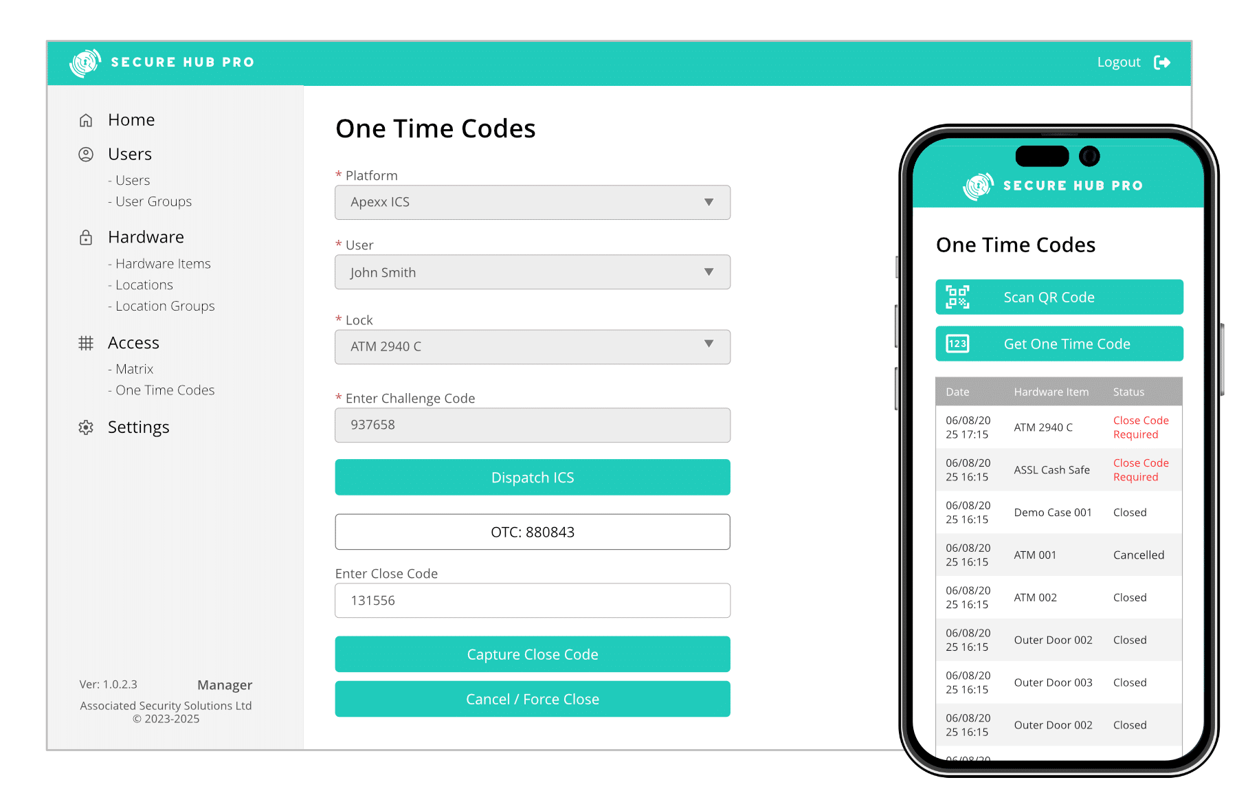 Secure Hub Pro App - One Time Codes